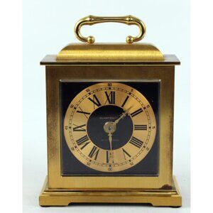 Seth Thomas VINTAGE 1975 Quartzmatic COUNCIL Brass Mantel Clock, H8"xW6"
